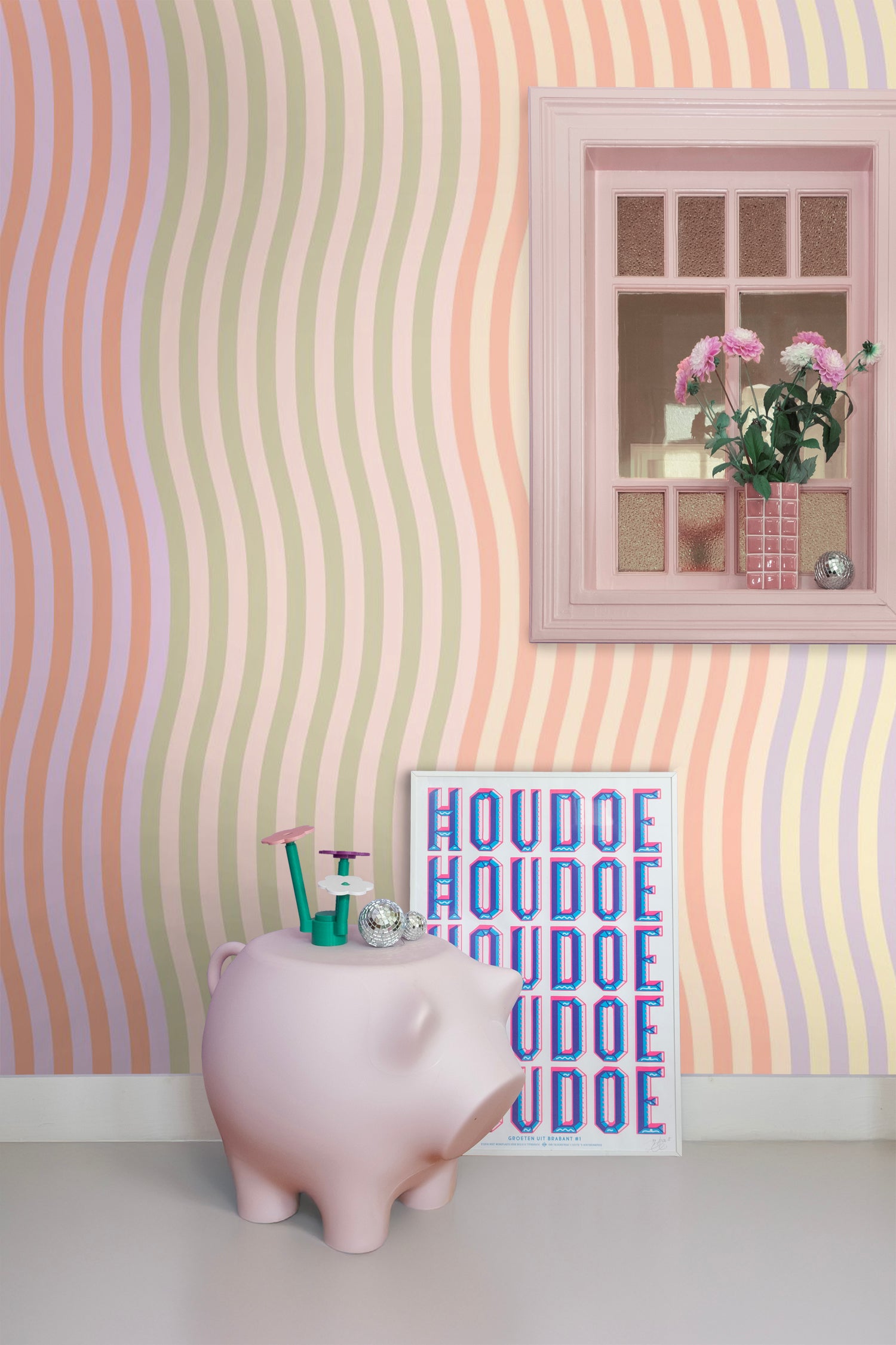 ESTAhome fotobehang zigzag motief pastelkleuren - 300 x 279 cm - 159513