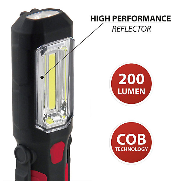 Lampe de travail COB LED 3W avec aimant   crochet. 200 Lumen