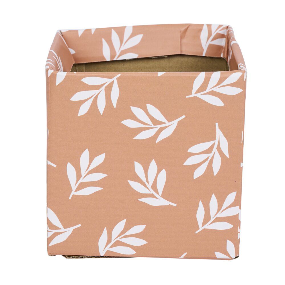 Cache-pot carré en carton motif végétal