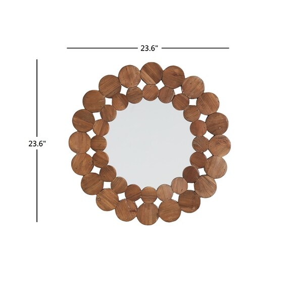 Joshua Natural Finish Reclaimed Wood Round Wall Mirror by iNSPIRE Q Artisan