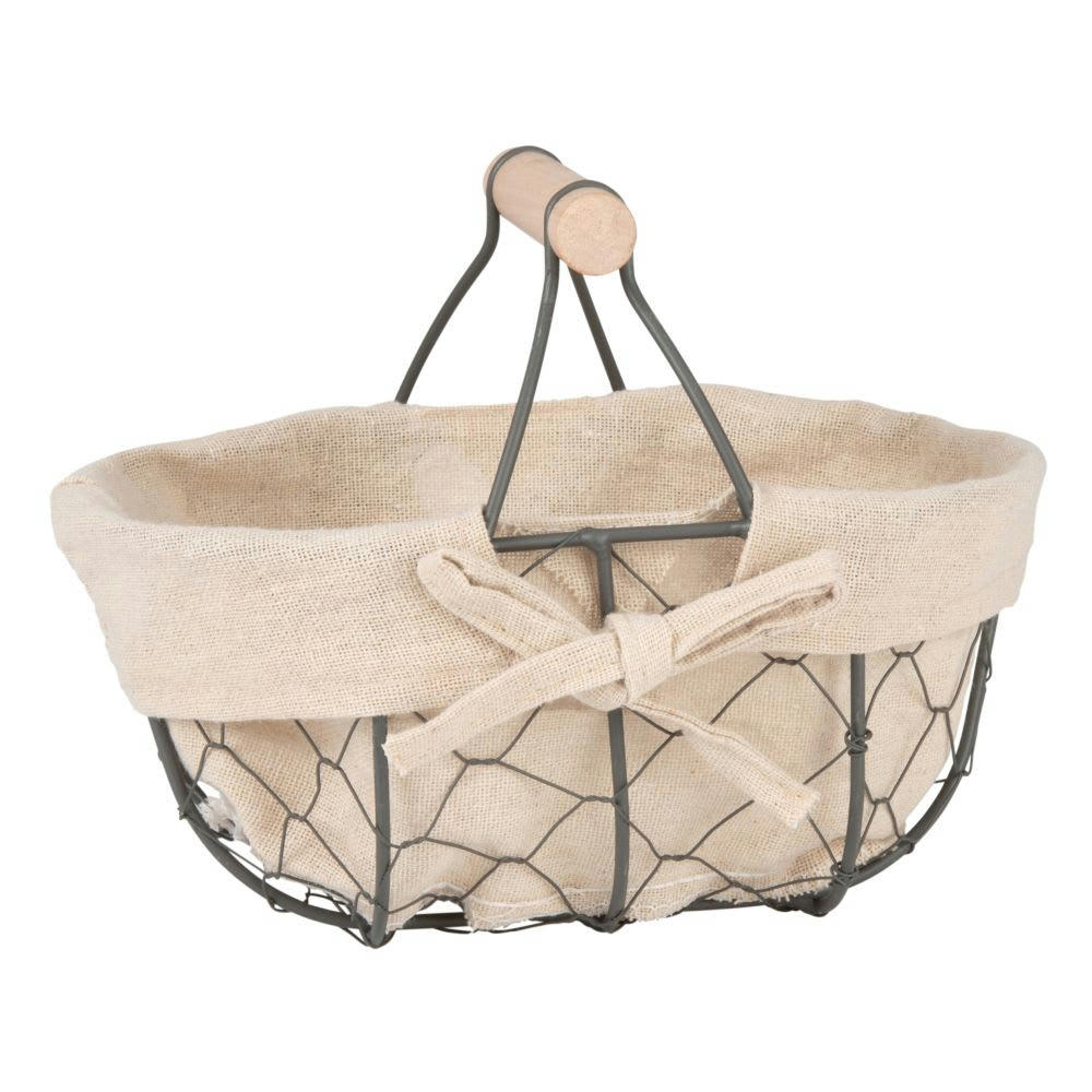 - Panier en métal noir et peuplier