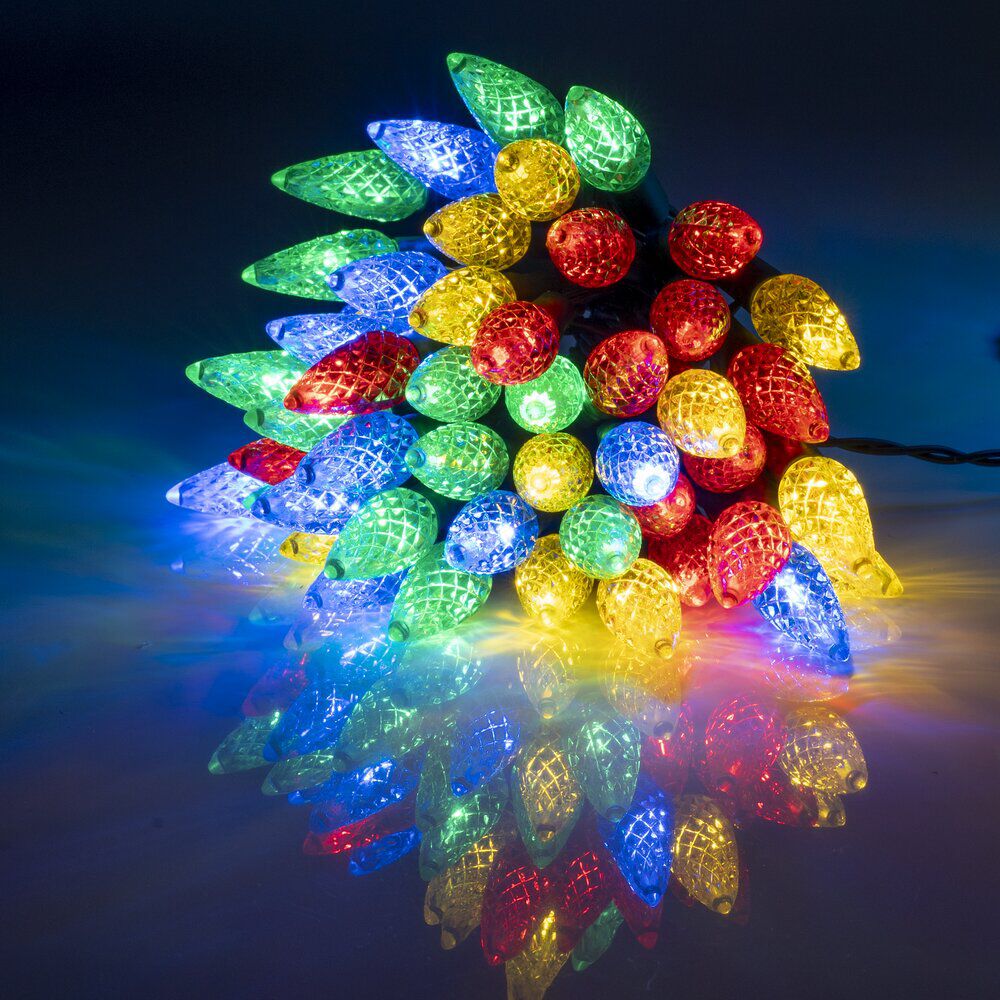 Guirlande de No&euml;l lumineuse 50LED bulbe tulipe multicolore L590cm