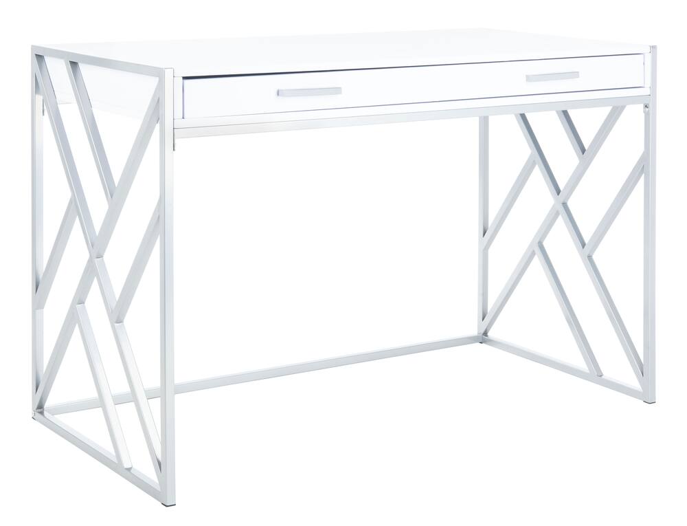 Safavieh Elaine 1-Drawer Desk, White/Silver