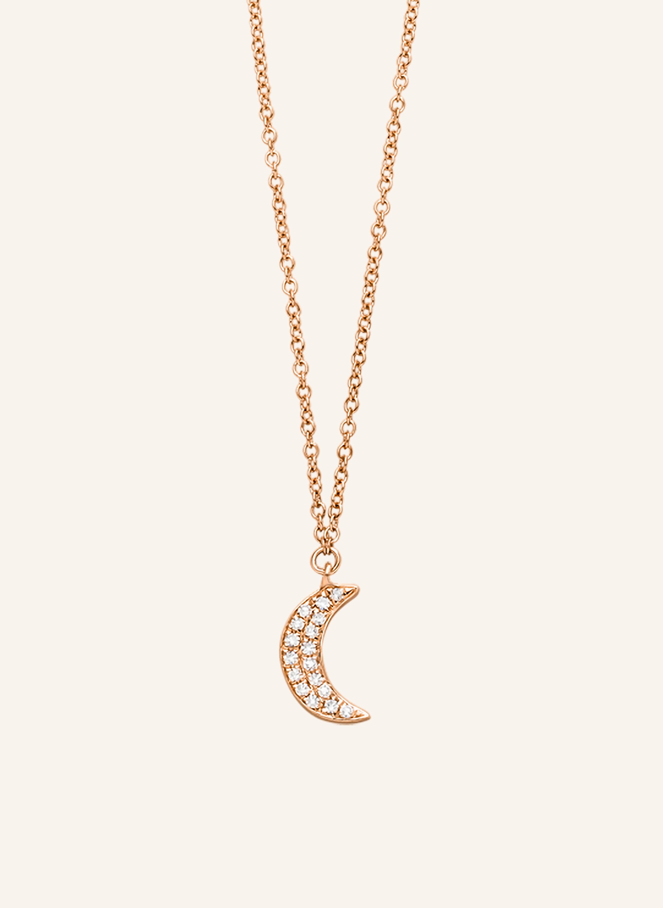Leaf Halskette HALBMOND aus 18 Karat Roségold mit Diamanten