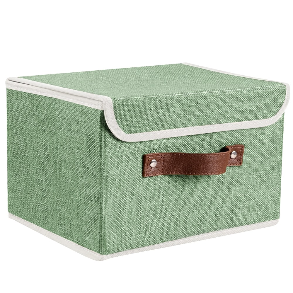 2Pcs Fabric Storage Basket Bin with Lid Collapsible Box Cube Organizer