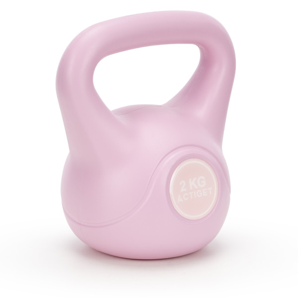 Kettlebell do ćwiczeń 2 kg Actiget hantla, odważnik treningowy ABS kula róż