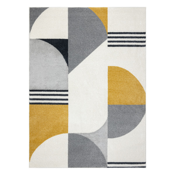 Dywan FUSION 1327 biały / ciemny szary / złoty - 80x150 cm