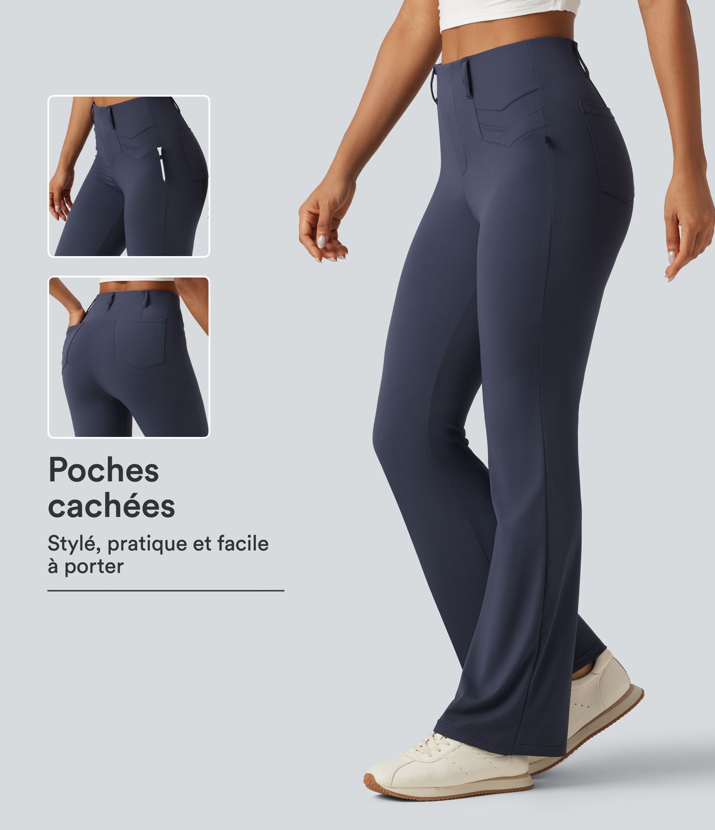 Pantalon de golf flare effet frais InstantCool taille haute à séchage rapide avec poches et protection solaire UPF50