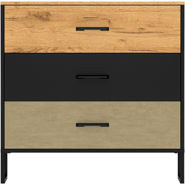 Komoda BLINT 05 dąb craft złoty / czarny / stal premium