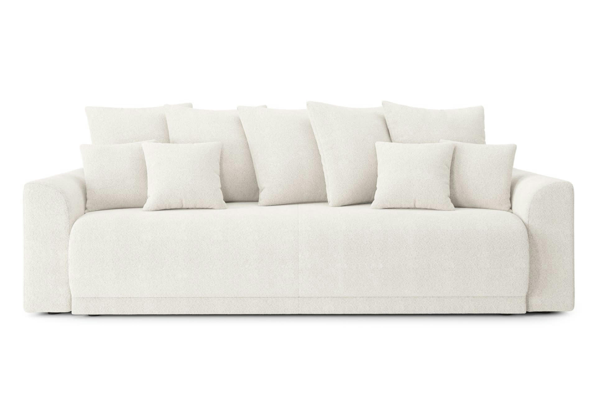 NOVA - Canapé droit convertible en tissu 3 places blanc