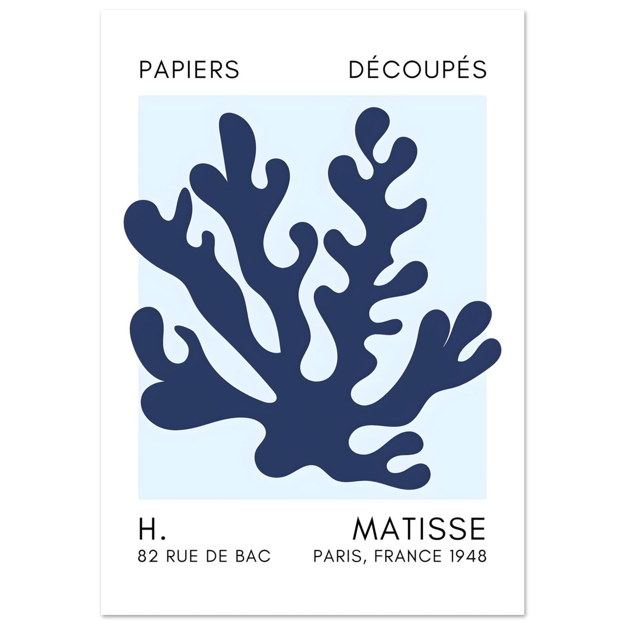 Artfulprints Poster Matisse – Saltflower shapes navy blue I  - 70x100 cm - Blauw