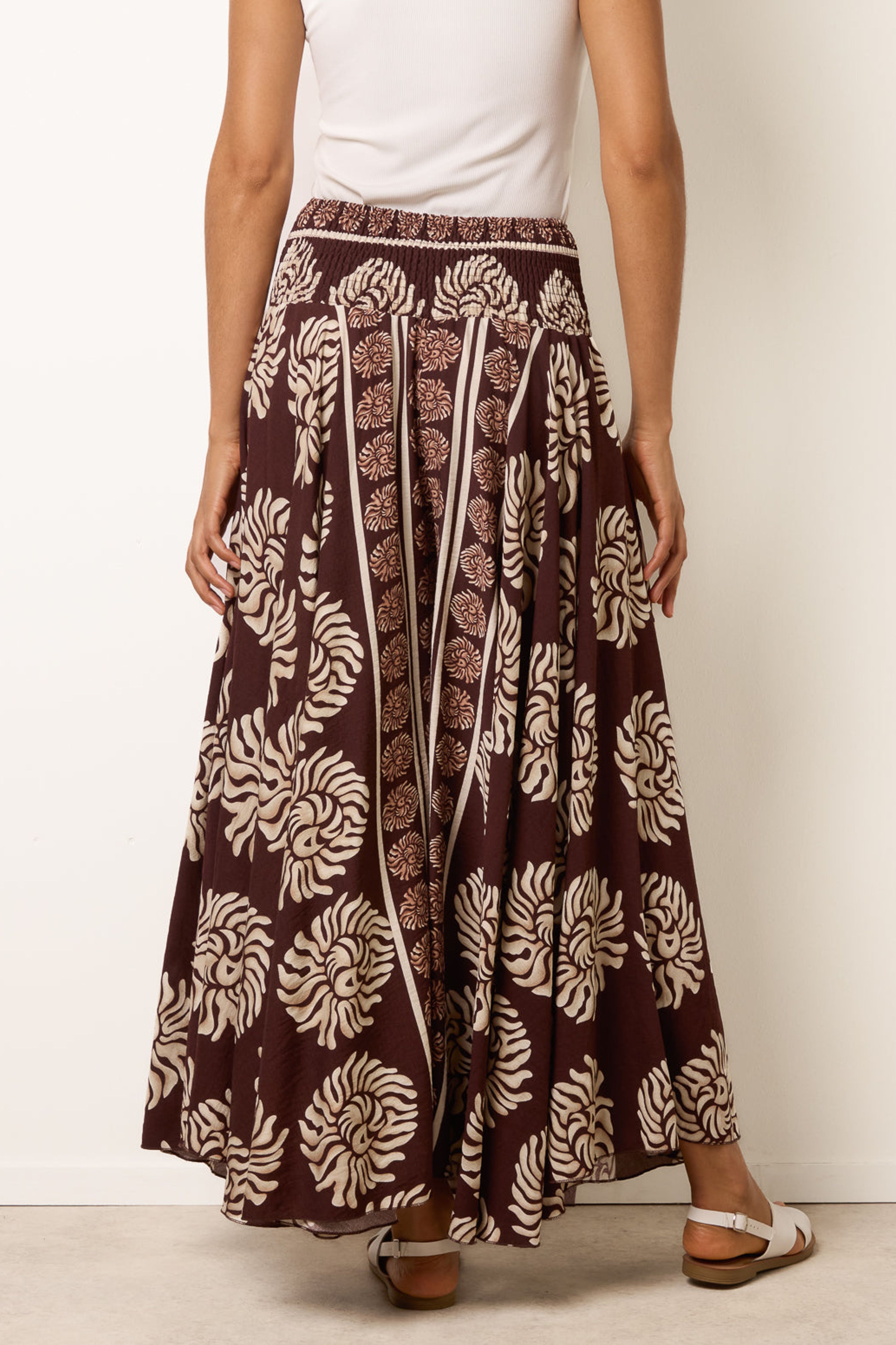Blue Vanilla Brown Deep Waist Flowy Pants