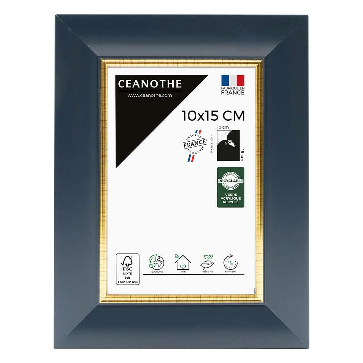 HADES - Cadre photo bleu doré 10x15 cm résine recyclée