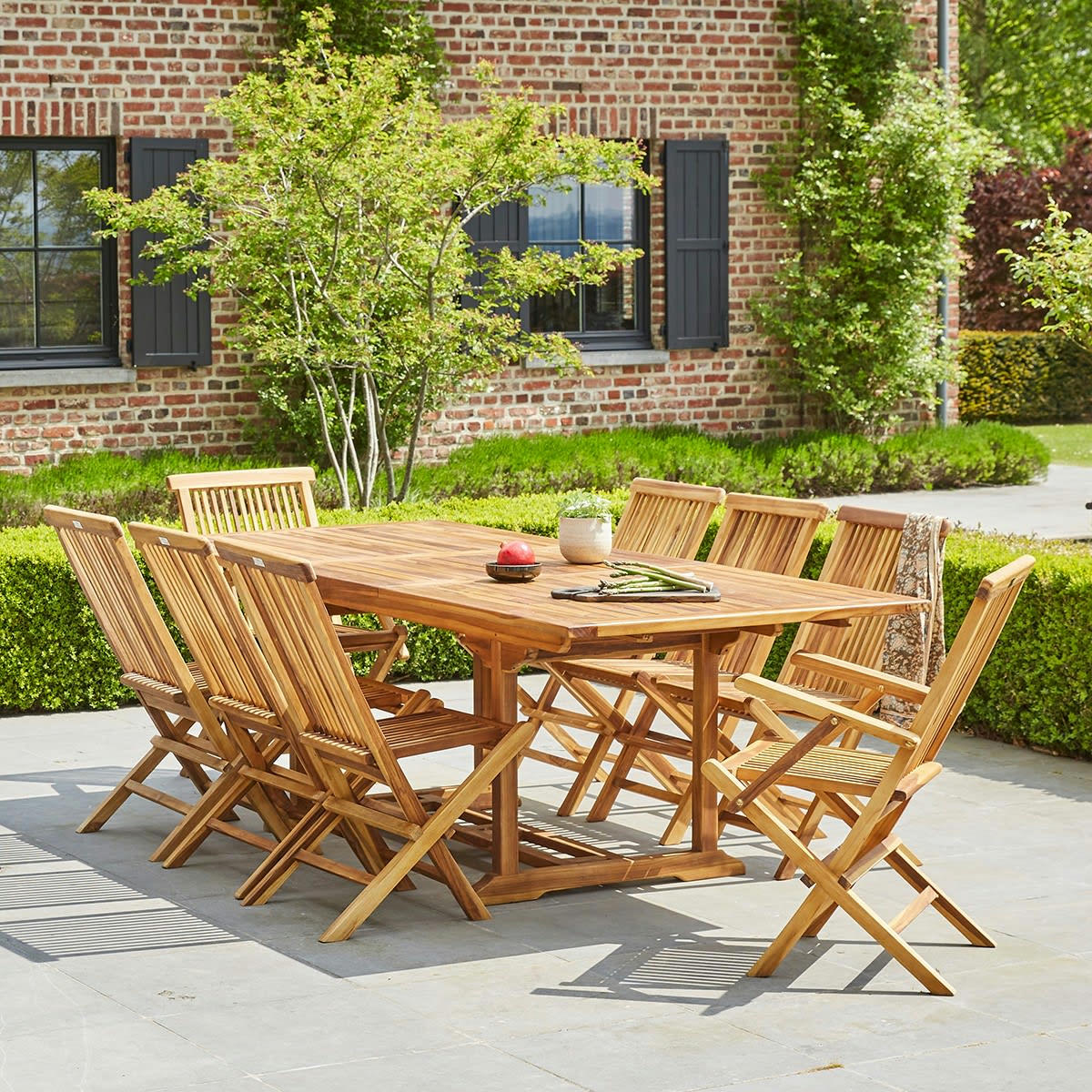 BALI - Salon de jardin en teck massif extensible 8/10 pers.