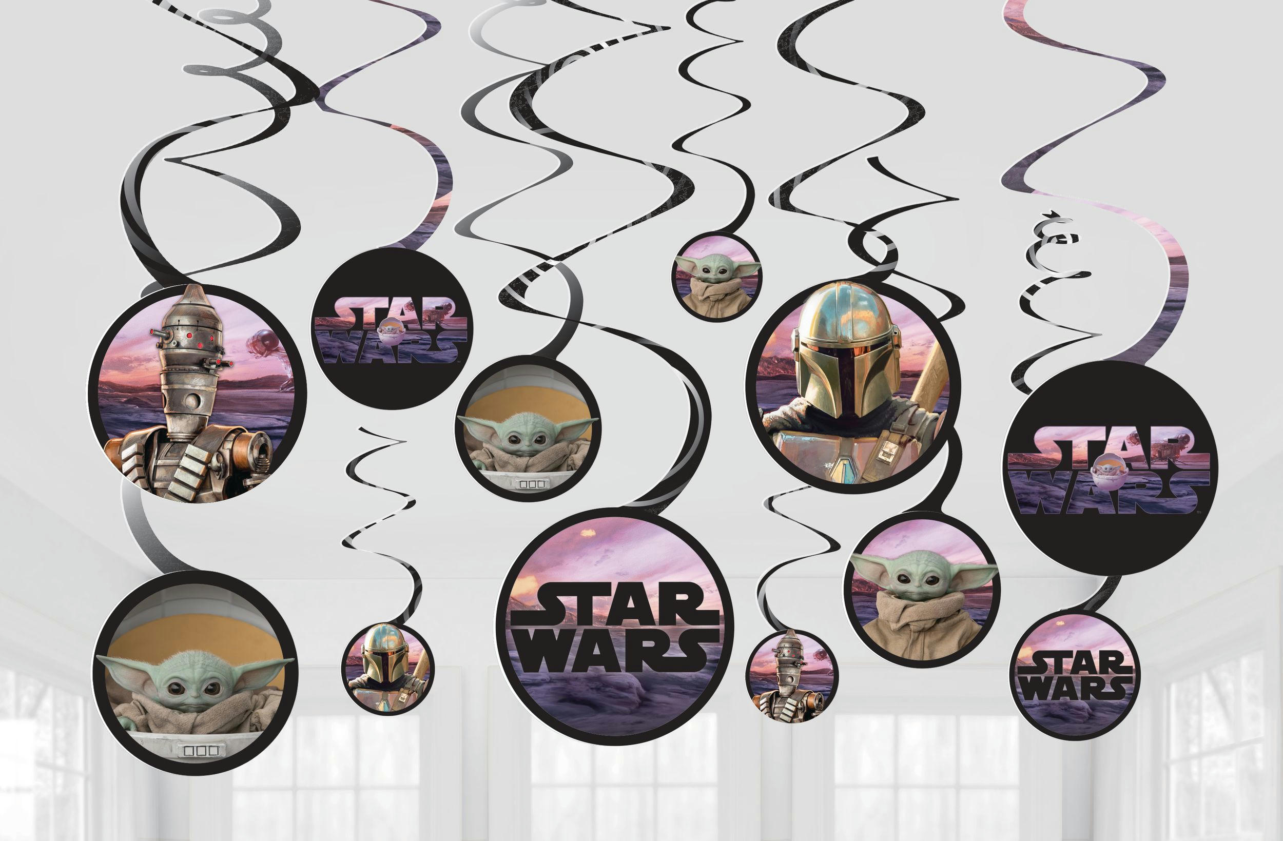 The Mandalorian The Child Star Wars Hanging Swirl Birthday Party Decorations, 12-pc