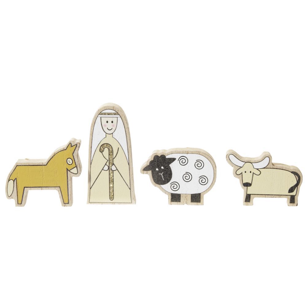 Sujet de crèche multicolore x4