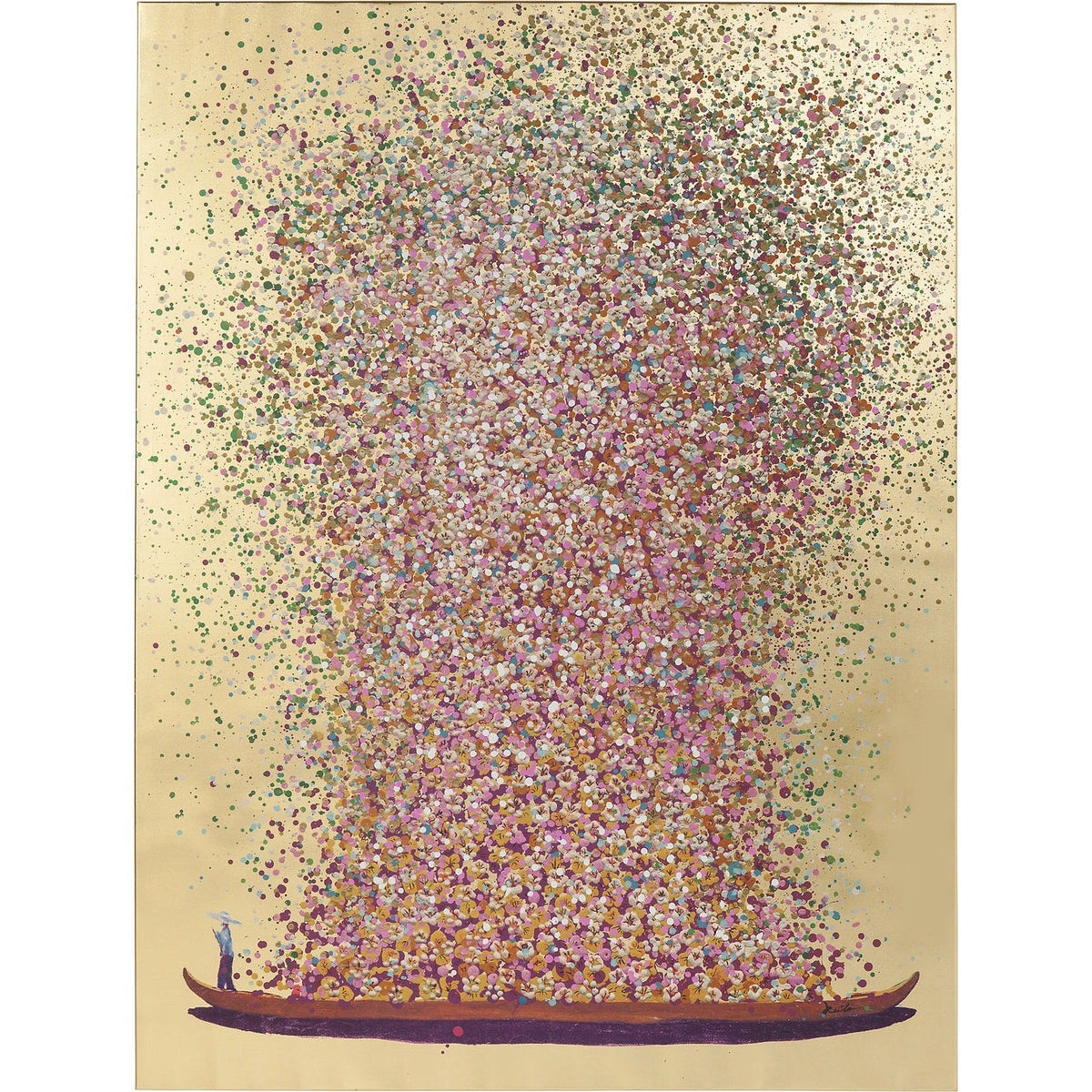 Kare Design Schilderij Flower Boat 100x80cm goud en roze