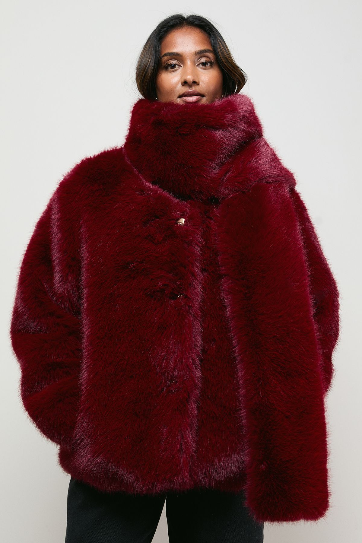Oasis Fur Jacket With Scarf