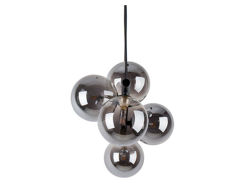 Lampa wisząca Estera Black5-punktowa szklana srebrna