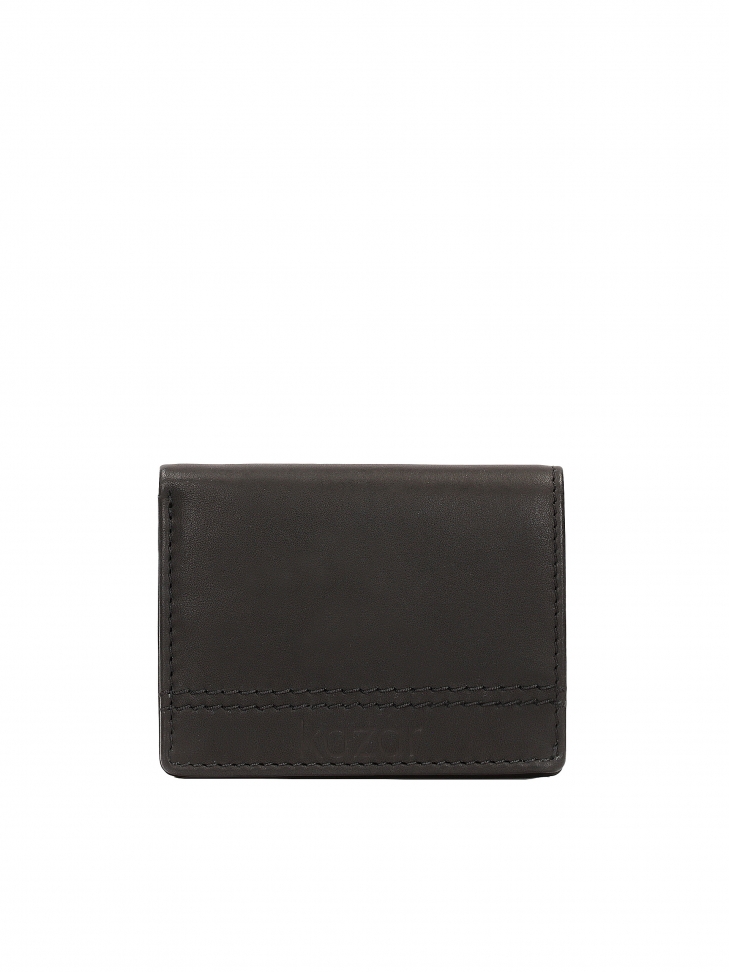 Black leather wallet in minimal style
