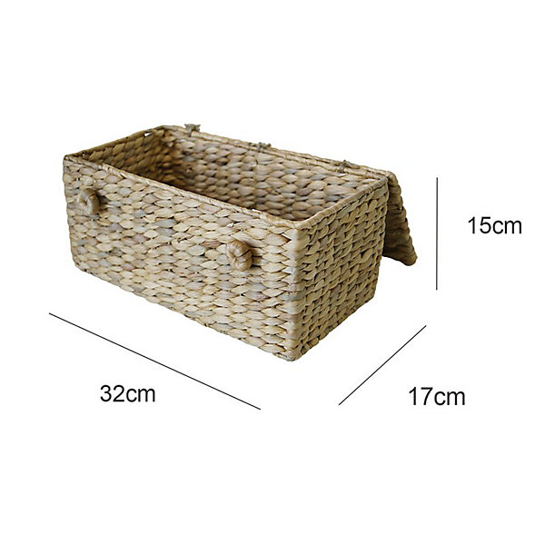 Panier de rangement en jonc de mer naturel 32 x 17 x 15 cm