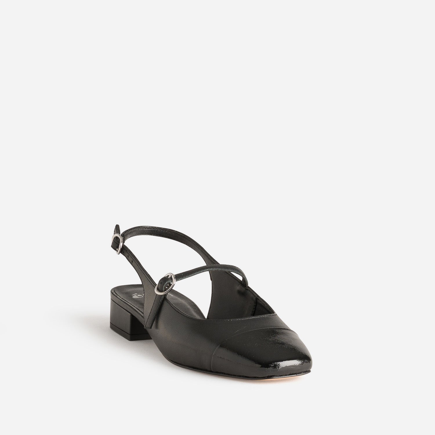 Babies slingback noire cuir bout verni