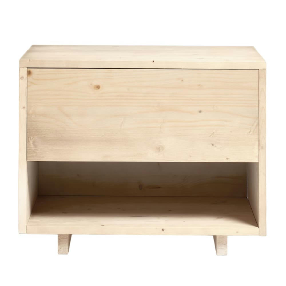 GINA - Table de chevet avec tiroir en bois en couleur beige