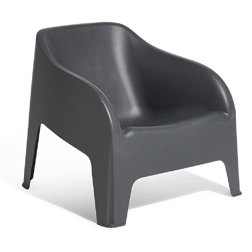 Fauteuil de jardin plastique Gary gris anthracite 80x77xH70cm