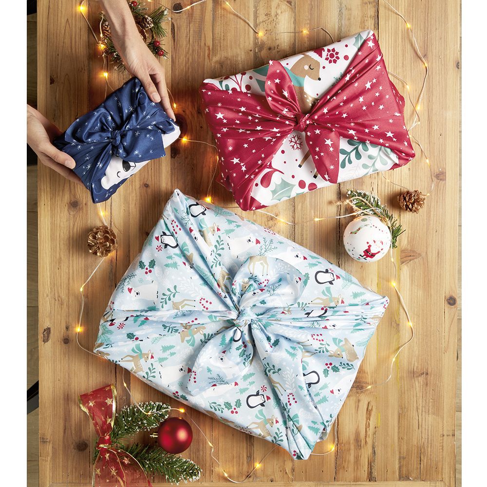 Furoshiki Tissu d'emballage réutilisable x5
