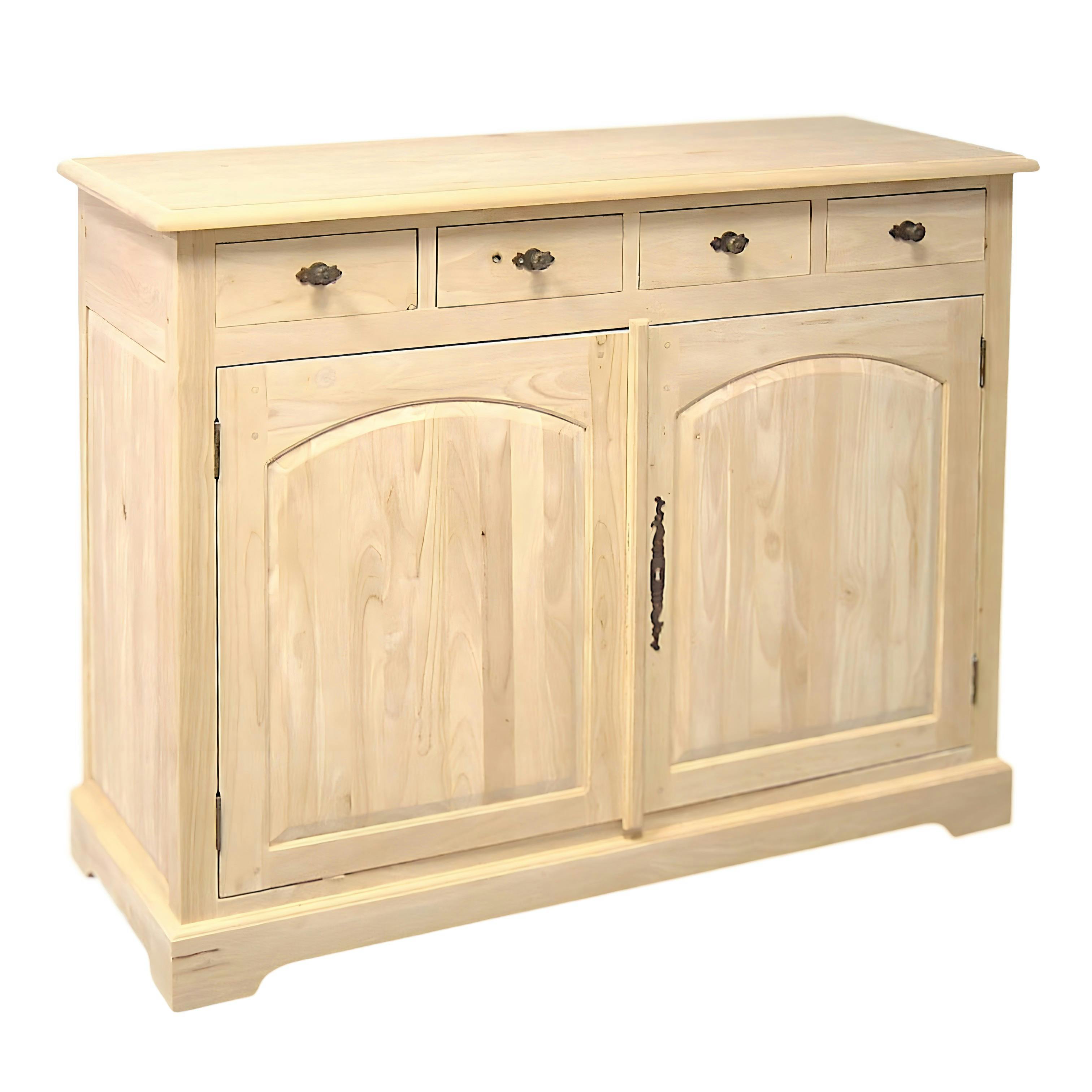 Buffet Hévéa 2 portes, 4 tiroirs 120x47x95cm TRADITION