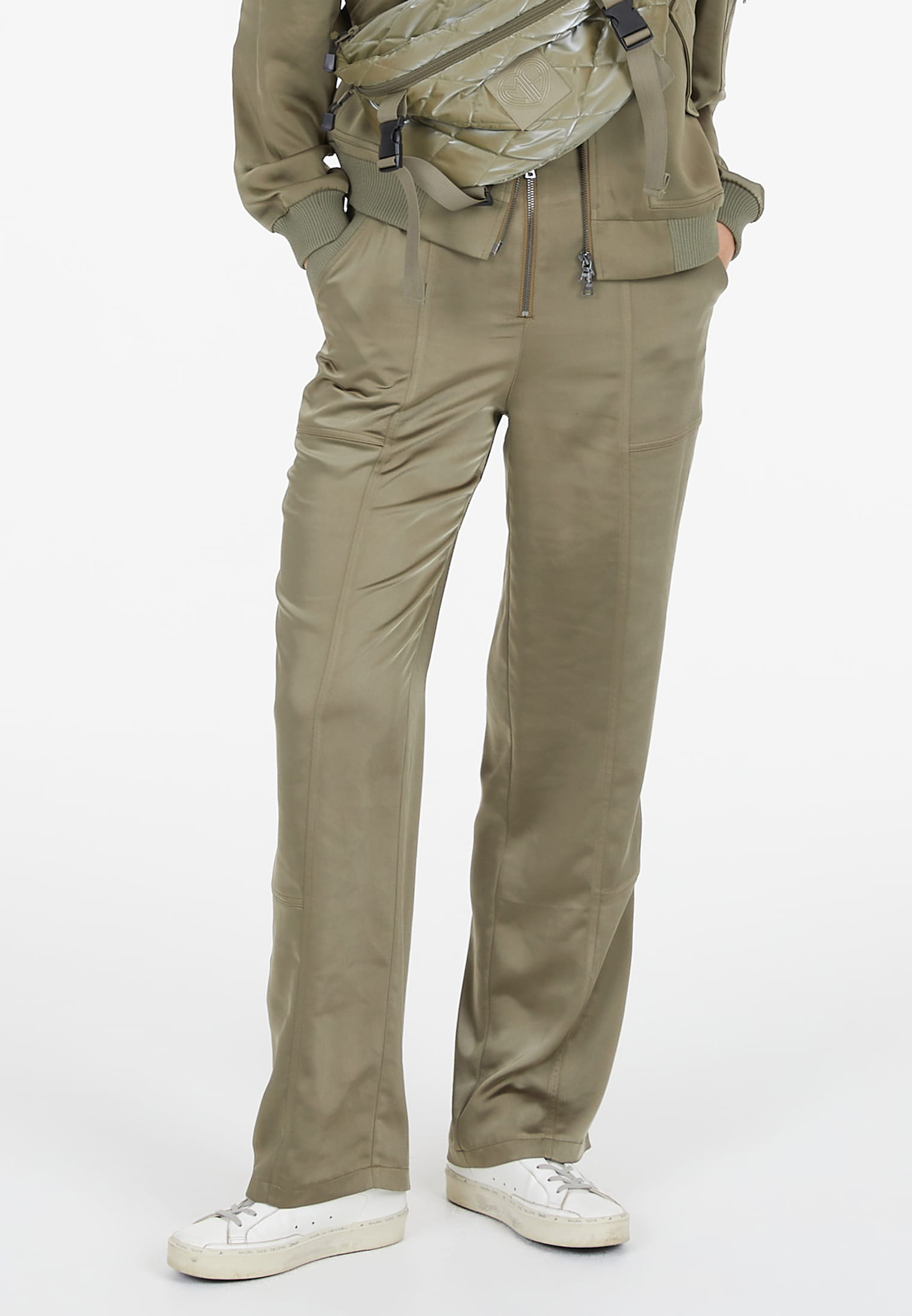 Satin-Hose mit Strickbündchen