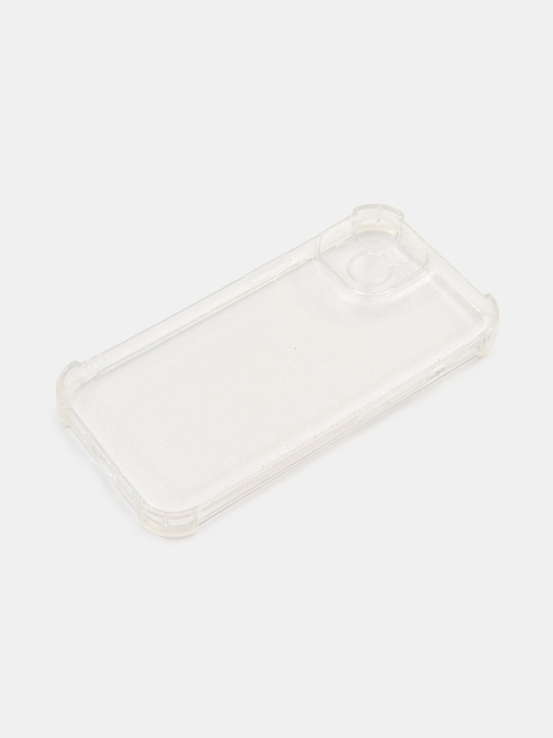 Przezroczyste etui na iPhone 15 z drobinkami brokatu
