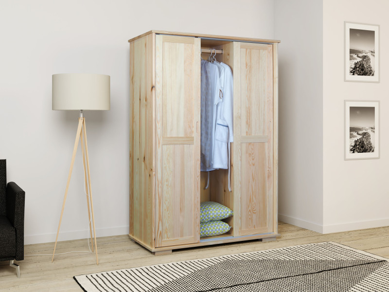 Szafa przesuwna 120 cm drewniana Modern, sosnowa