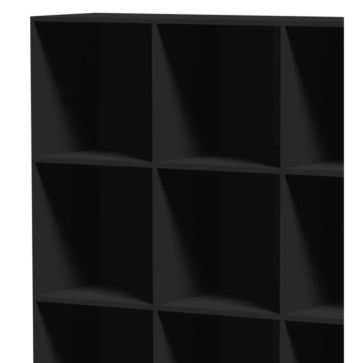 - Étagère Carrée en Bois Noir - 9 Casiers