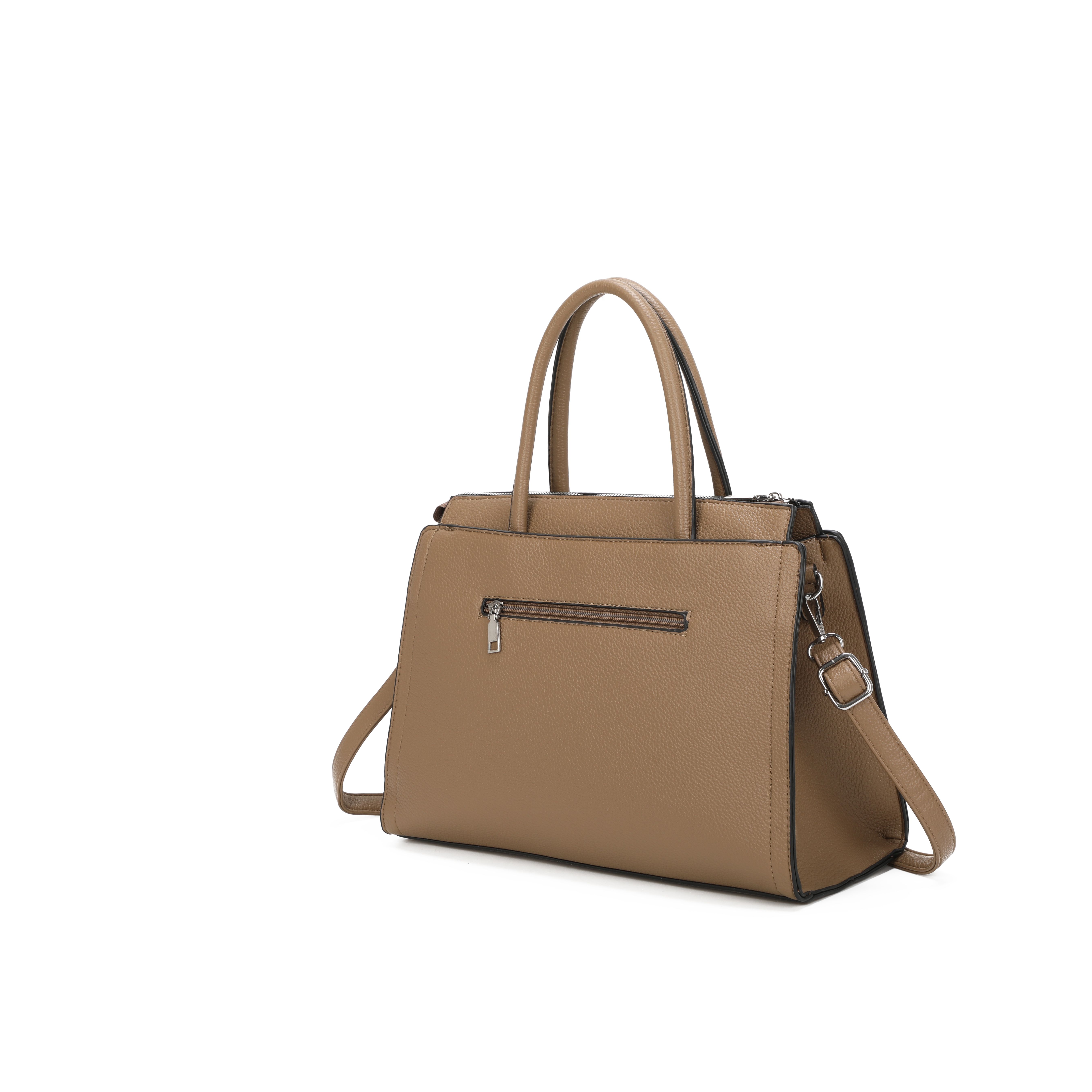 JFY 3 Compartments Two Handles Zip Top Tote Bag