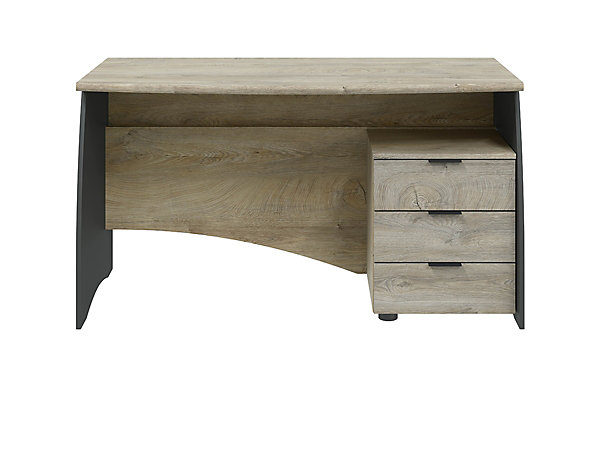 Bureau avec caisson de 3 tiroirs coloris chêne nœuds alaska / gris anthracite - Hauteur 74 x Largeur 136 x Profondeur 67 cm