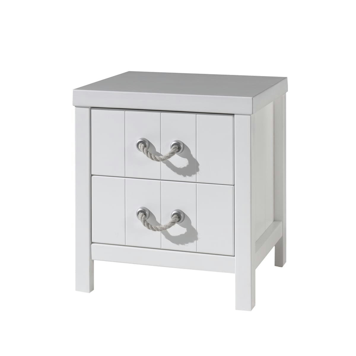 LEWIS - Table de chevet 2 tiroirs blanc