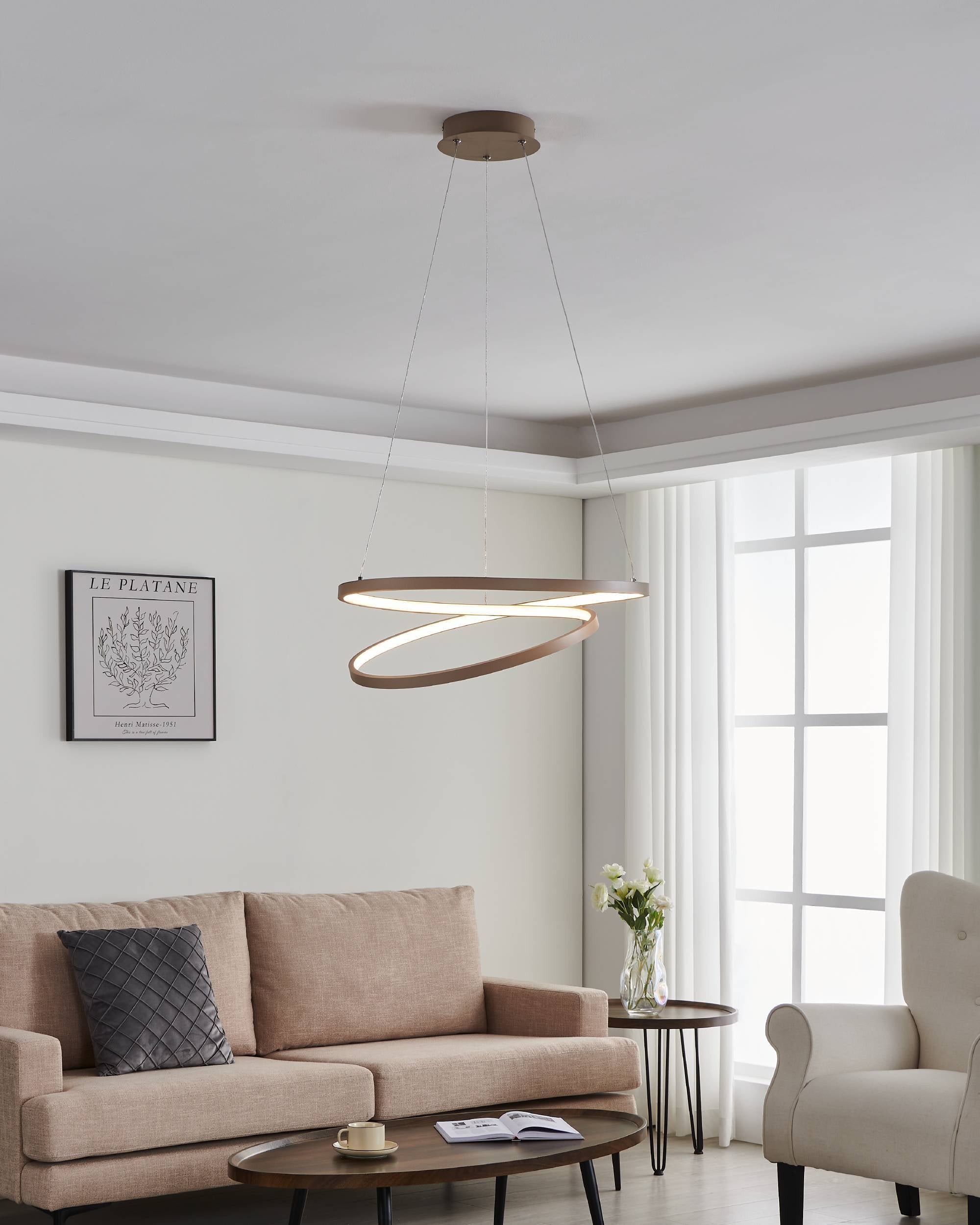 EGLO Ruotale Hanglamp - LED - Ø 55 cm - Zandkleur Beige Wit
