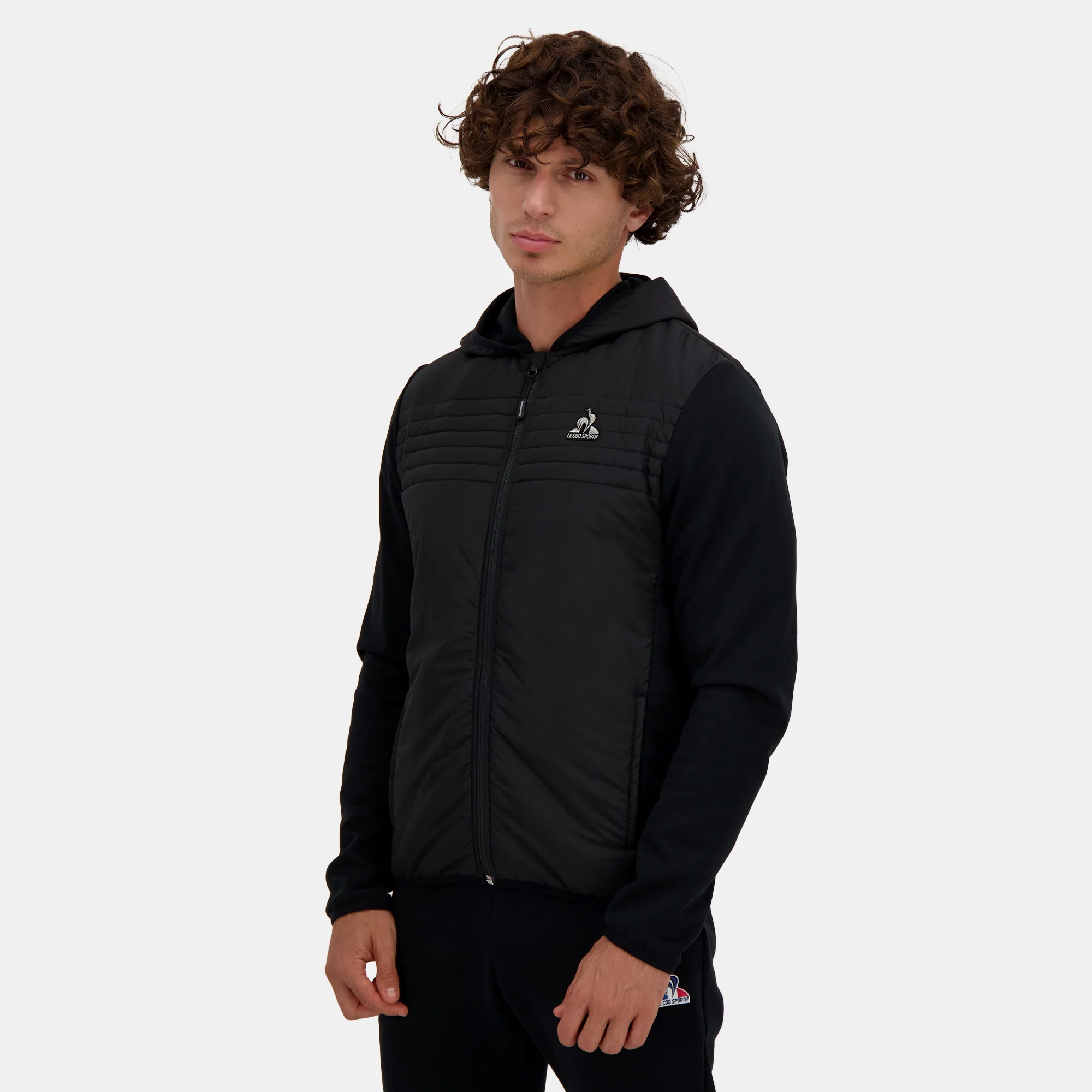 Veste bi-matière matelassée à capuche