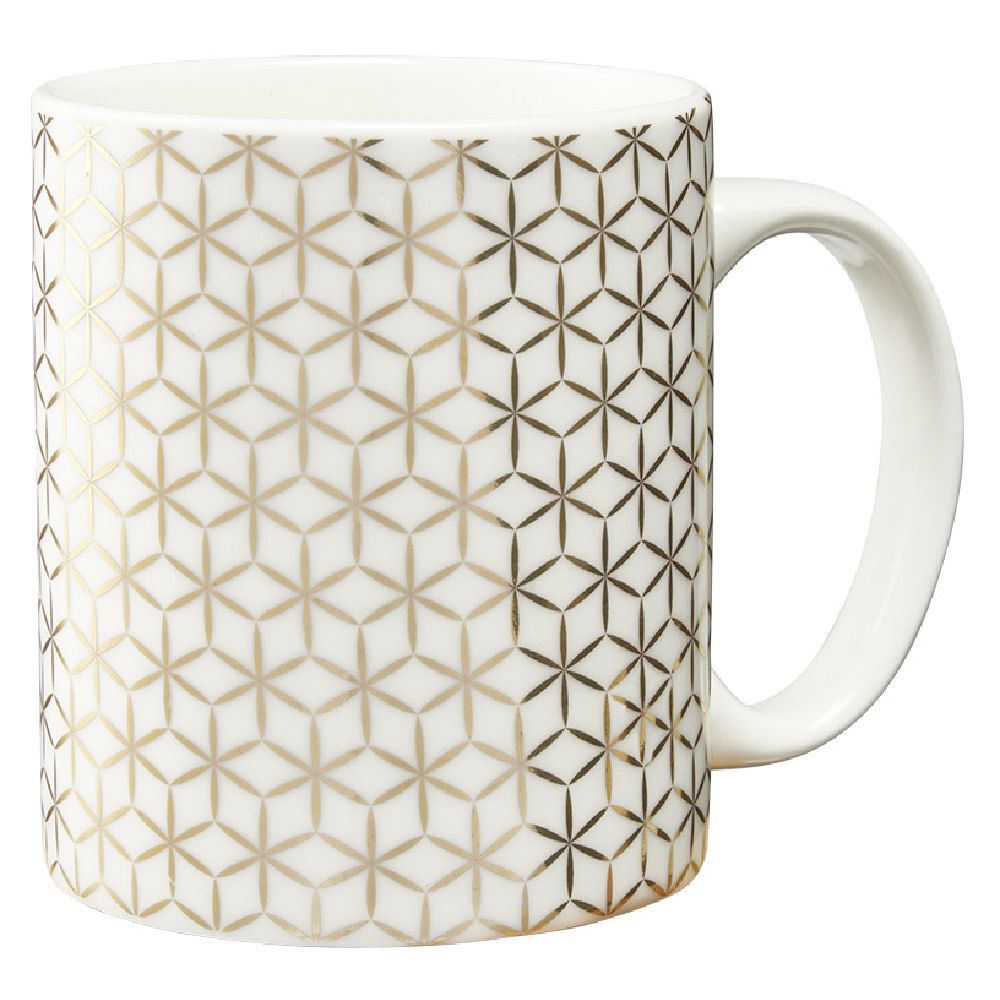 Mug imprimé géométrique doré et blanc