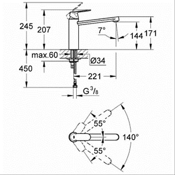 Mitigeur évier monocommande inox Grohe 30193DC0