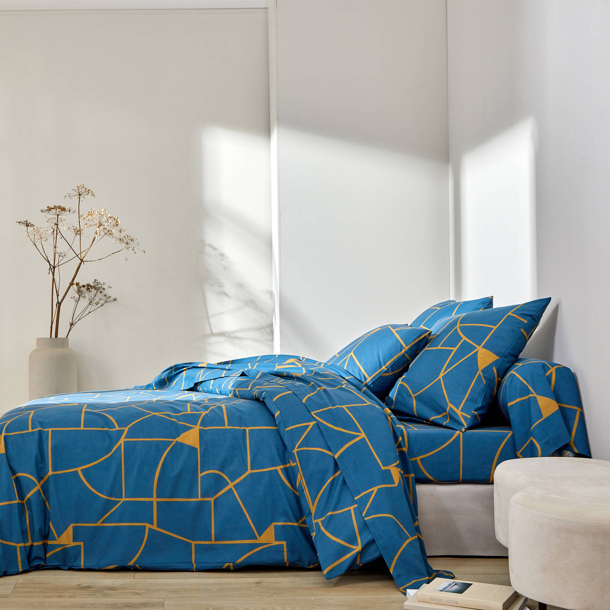 Linge de lit Geoffroy en coton à motifs graphiques