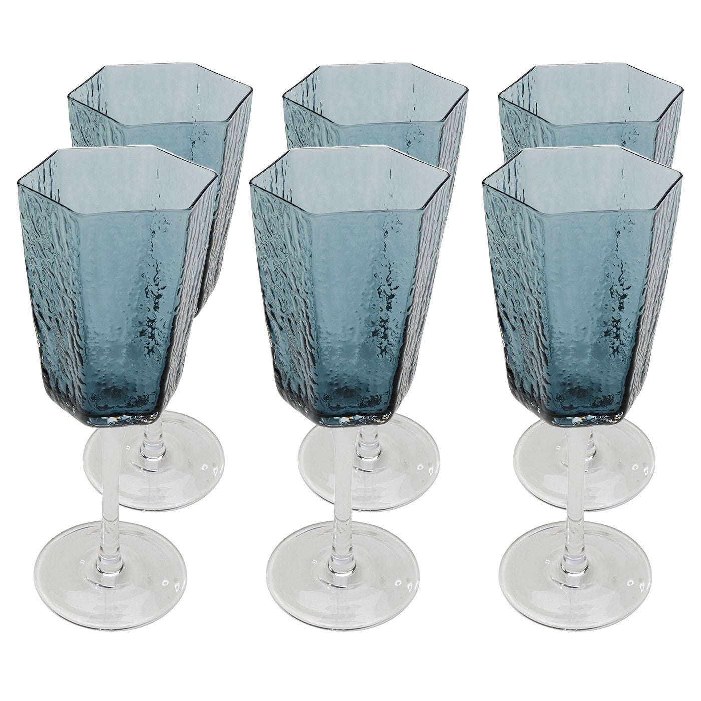 Kare Design Wijnglazen Wit Cascata blauw (6/Set)