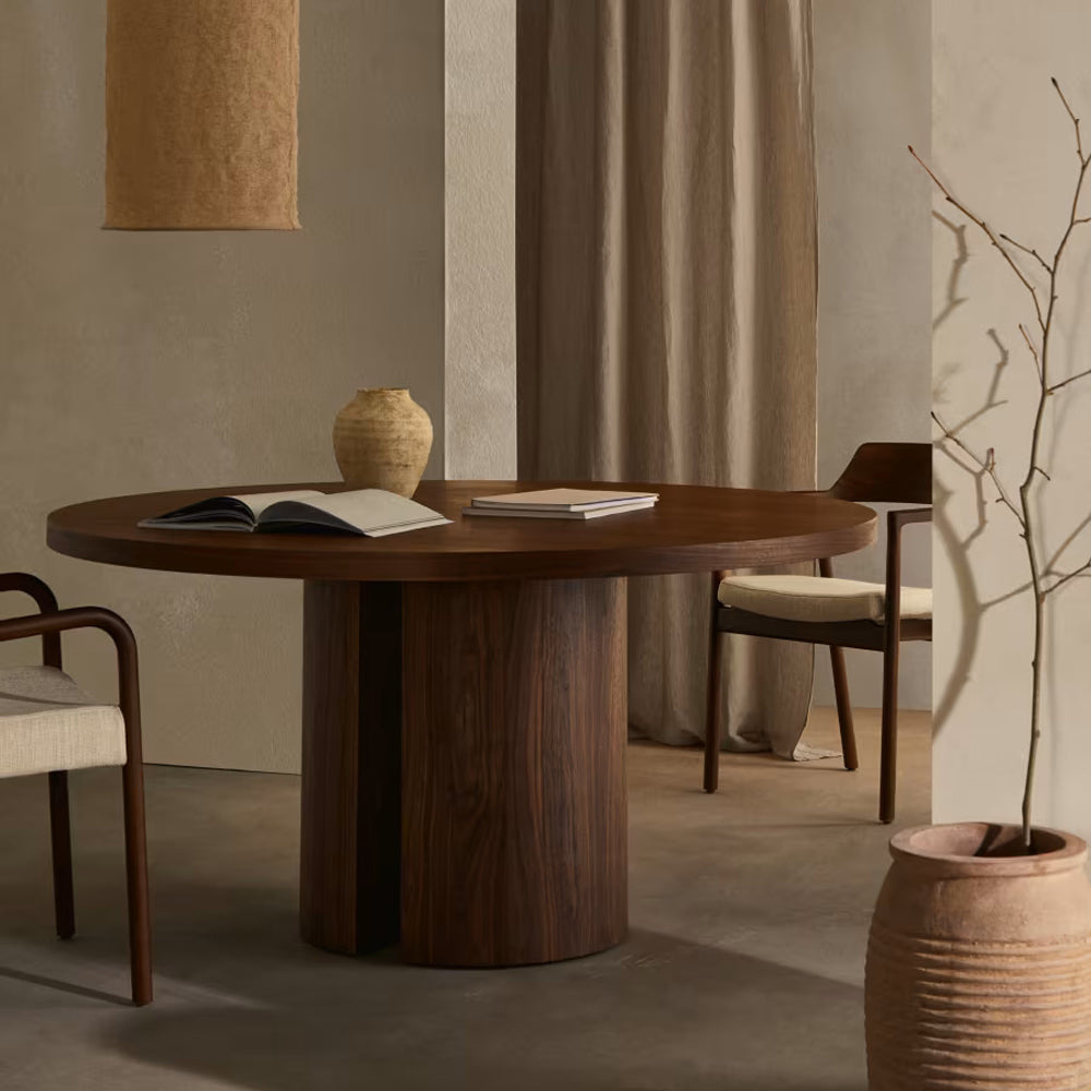 Kave Home Nealy Eettafel Ø 150 cm - Walnoot