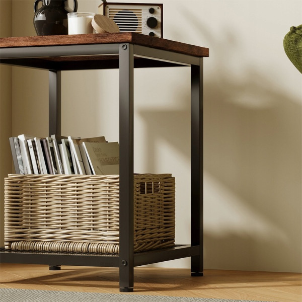 Stolik kawowy kwadratowy pomocniczy z półką retro vintage loft 55 cm