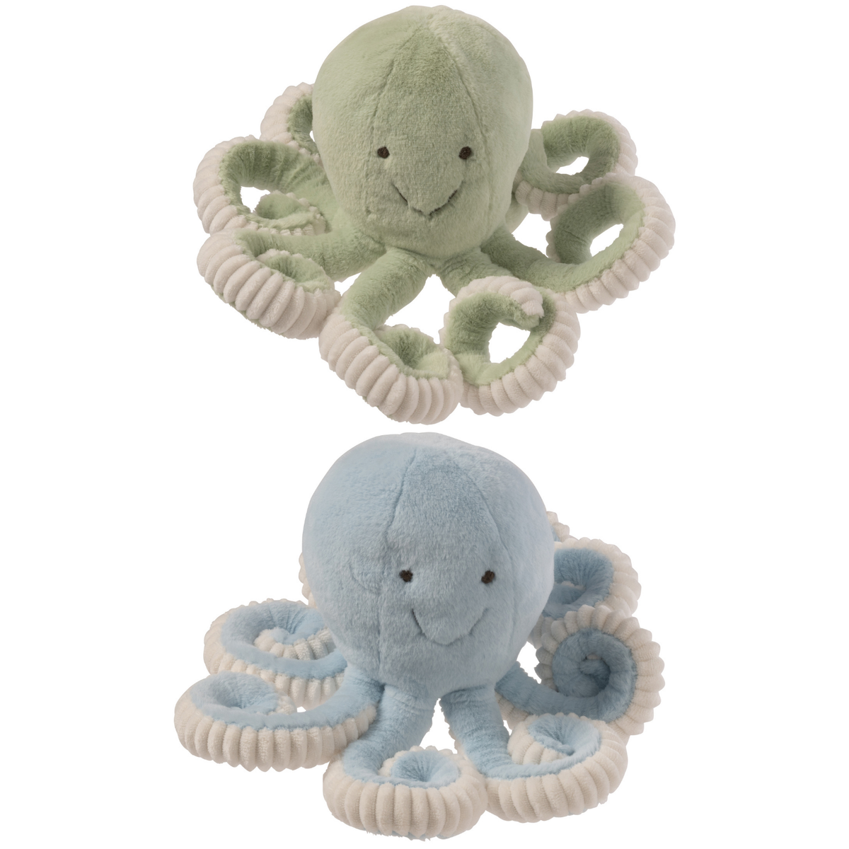 J-Line knuffelbeer Octopus - polyester - muntgroen/blauw - set van 2