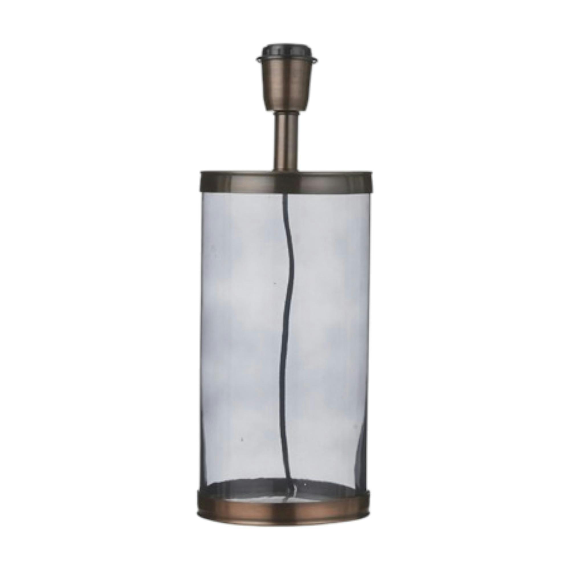 Lampe Cylindrique en métal cuivré en verre grisé D15xH30cm
