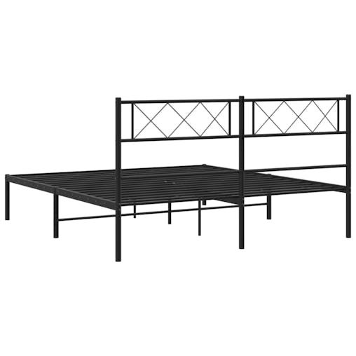 NNEVL Metal Bed Frame with Headboard Black 150x200 cm