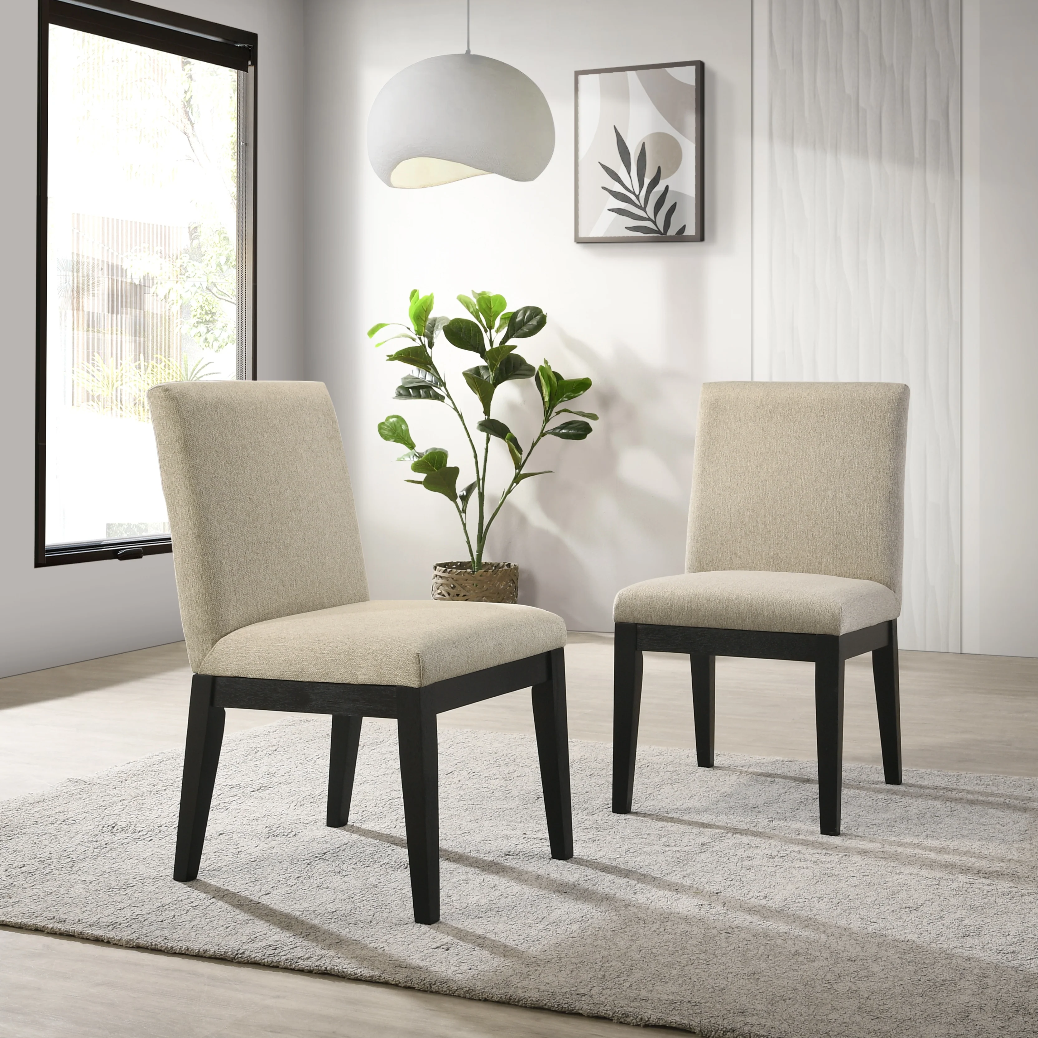 Roundhill Furniture Rocco Contemporary Solid Wood Dining Chairs, Set of 2