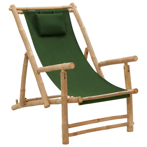 NNEVL Deck Chair Bamboo and Canvas Green